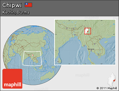 Savanna Style Location Map of Chipwi, highlighted parent region, within the entire country, hill shading