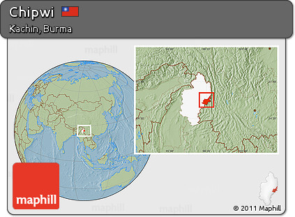Savanna Style Location Map of Chipwi, highlighted parent region, hill shading