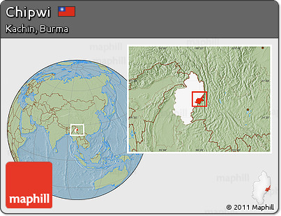 Savanna Style Location Map of Chipwi, highlighted parent region, hill shading