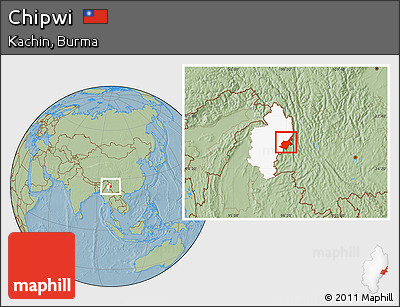 Savanna Style Location Map of Chipwi, highlighted parent region, hill shading