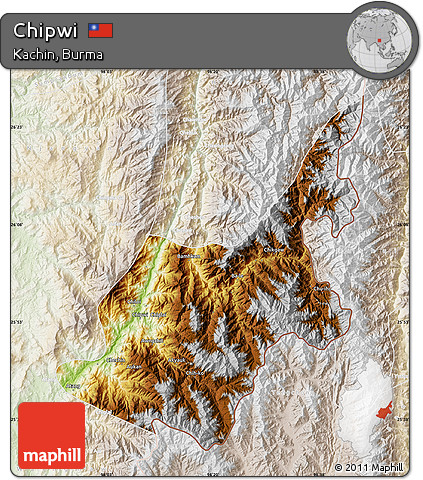 Physical Map of Chipwi, lighten
