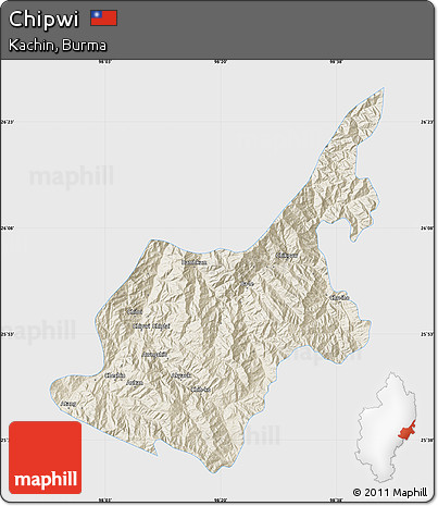 Shaded Relief Map of Chipwi, single color outside