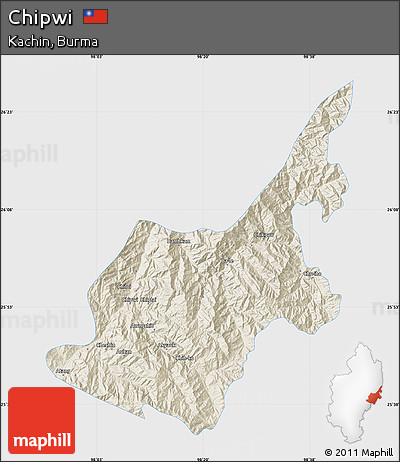 Shaded Relief Map of Chipwi, single color outside