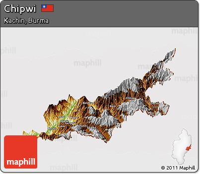 Physical Panoramic Map of Chipwi, cropped outside
