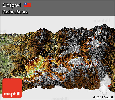 Physical Panoramic Map of Chipwi, darken