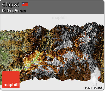 Physical Panoramic Map of Chipwi, darken