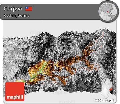 Physical Panoramic Map of Chipwi, desaturated