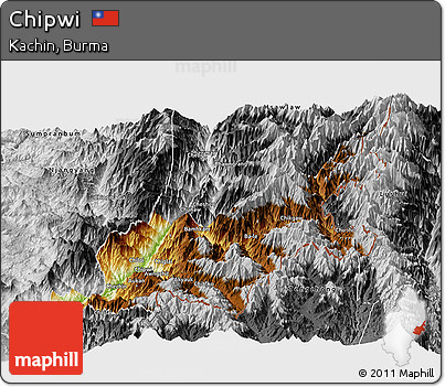 Physical Panoramic Map of Chipwi, desaturated