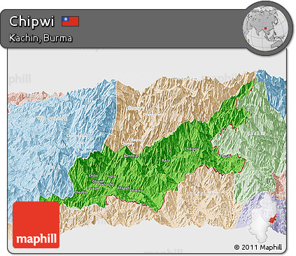 Political Panoramic Map of Chipwi, lighten