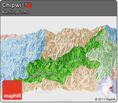 Political Panoramic Map of Chipwi, lighten
