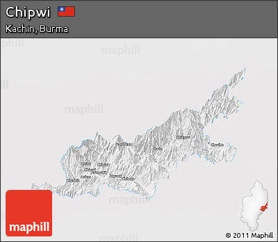 Silver Style Panoramic Map of Chipwi, single color outside