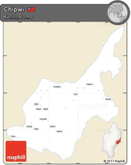 Classic Style Simple Map of Chipwi, single color outside