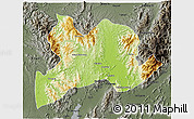 Physical 3D Map of Kamaing, darken, semi-desaturated