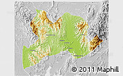 Physical 3D Map of Kamaing, lighten, desaturated