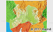 Physical 3D Map of Kamaing, political outside