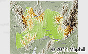 Physical 3D Map of Kamaing, semi-desaturated