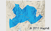 Political 3D Map of Kamaing, shaded relief outside