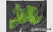 Satellite 3D Map of Kamaing, darken, desaturated