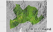 Satellite 3D Map of Kamaing, lighten, desaturated