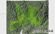 Satellite 3D Map of Kamaing, semi-desaturated