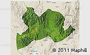 Satellite 3D Map of Kamaing, shaded relief outside
