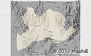 Shaded Relief 3D Map of Kamaing, darken, desaturated