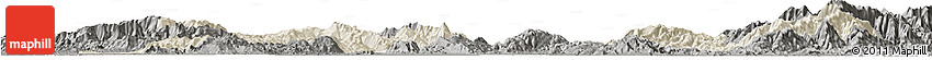 Shaded Relief Horizon Map of Kamaing, darken, semi-desaturated