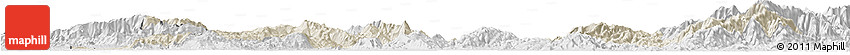 Shaded Relief Horizon Map of Kamaing, lighten, desaturated