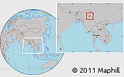 Gray Location Map of Kamaing, within the entire country