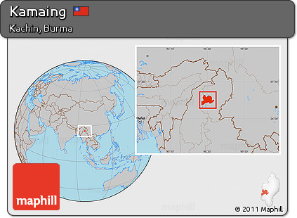 Gray Location Map of Kamaing