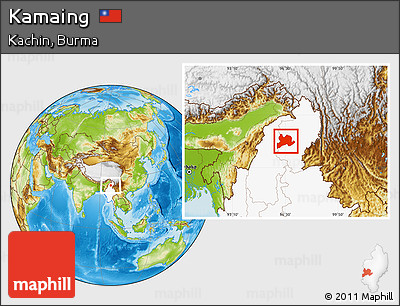 Physical Location Map of Kamaing, highlighted country