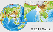 Physical Location Map of Kamaing, highlighted country, highlighted parent region, within the entire country