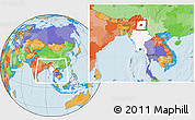 Political Location Map of Kamaing, highlighted country, within the entire country
