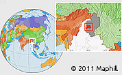 Political Location Map of Kamaing, highlighted country, highlighted parent region