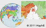 Political Location Map of Kamaing, highlighted country