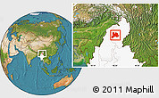 Satellite Location Map of Kamaing, highlighted country