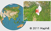 Satellite Location Map of Kamaing, highlighted parent region