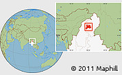 Savanna Style Location Map of Kamaing, highlighted country