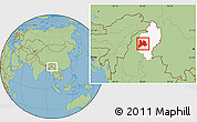 Savanna Style Location Map of Kamaing, highlighted parent region