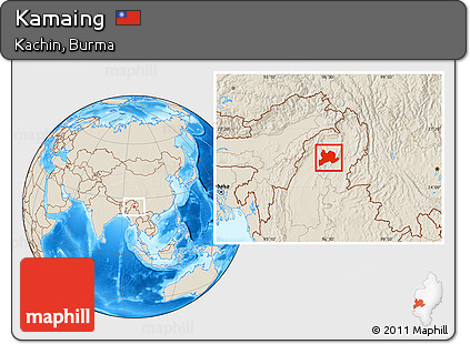 Shaded Relief Location Map of Kamaing