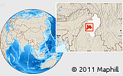 Shaded Relief Location Map of Kamaing, highlighted parent region