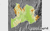 Physical Map of Kamaing, darken, desaturated