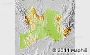 Physical Map of Kamaing, lighten, desaturated