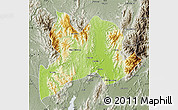 Physical Map of Kamaing, semi-desaturated