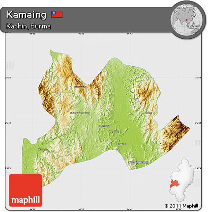Physical Map of Kamaing, single color outside
