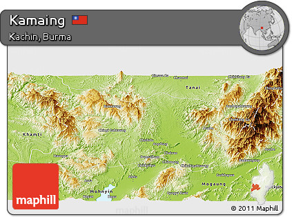 Physical Panoramic Map of Kamaing