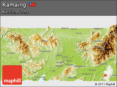 Physical Panoramic Map of Kamaing