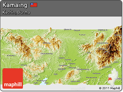 Physical Panoramic Map of Kamaing
