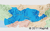 Political Panoramic Map of Kamaing, lighten