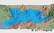 Political Panoramic Map of Kamaing, semi-desaturated